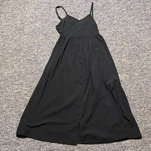 Black midi dress, open back with tie, size S.